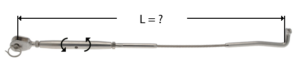 Cable avec sertissage d'un ridoit à chape à une extrémité et de l'autre d'une terminaison en T