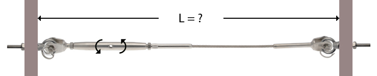 Câble avec sertissage d'un ridoit à chape à une extrémite et de l'autre d'une chape + montage sur des pitons filetage métrique